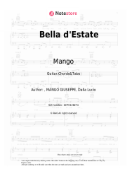 Sheet music, chords Mango - Bella d'Estate
