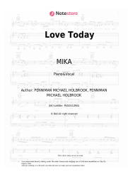 Sheet music, chords MIKA - Love Today