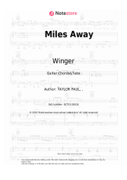 Sheet music, chords Winger - Miles Away