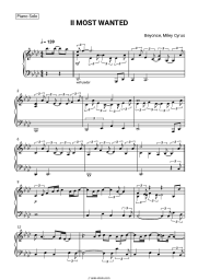 Sheet music, chords Beyonce, Miley Cyrus - II MOST WANTED