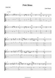 Sheet music, chords Zach Bryan - Pink Skies