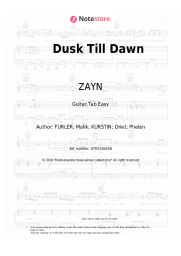 Sheet music, chords ZAYN, Sia - Dusk Till Dawn