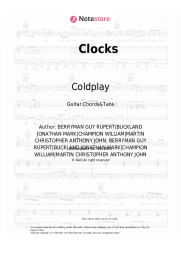 Sheet music, chords Coldplay - Clocks