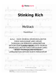 Sheet music, chords MoStack, J Hus, Dave - Stinking Rich