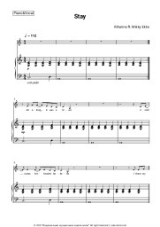 Sheet music, chords Rihanna, Mikky Ekko - Stay