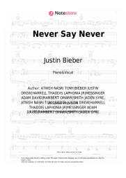 Sheet music, chords Justin Bieber, Jaden Smith - Never Say Never