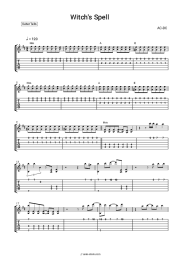 Sheet music, chords AC/DC - Witch's Spell