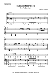 Sheet music, chords Marlene Dietrich - Ich bin die fesche Lola (from 'The Blue Angel')