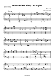 Sheet music, chords Nirvana - Where Did You Sleep Last Night?