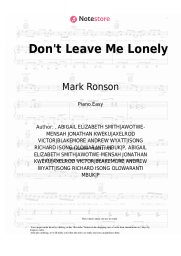 Sheet music, chords Mark Ronson, YEBBA - Don't Leave Me Lonely