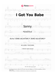 Sheet music, chords Sonny, Cher - I Got You Babe
