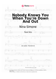 Sheet music, chords Nina Simone - Nobody Knows You When You're Down And Out