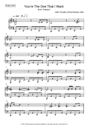 Sheet music, chords John Travolta, Olivia Newton-John - You're the One That I Want (From Grease)