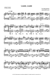 Sheet music, chords The Kingsmen - Louie, Louie