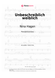 Sheet music, chords Nina Hagen - Unbeschreiblich weiblich