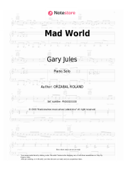 Sheet music, chords Gary Jules - Mad World