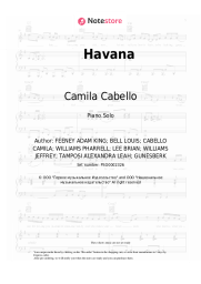 Sheet music, chords Camila Cabello, Young Thug - Havana