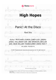 Sheet music, chords Panic! At the Disco - High Hopes