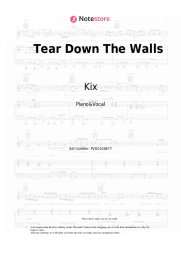 Sheet music, chords Kix - Tear Down The Walls