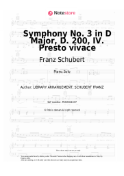 Sheet music, chords Franz Schubert - Symphony No. 3 in D Major, D. 200: IV. Presto vivace