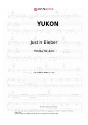 Sheet music, chords Justin Bieber - YUKON
