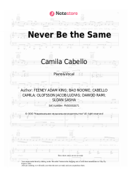 Sheet music, chords Camila Cabello - Never Be the Same