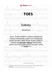 Sheet music, chords DaBaby, Lil Baby, Moneybagg Yo - TOES