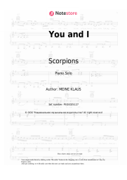 Sheet music, chords Scorpions - You and I