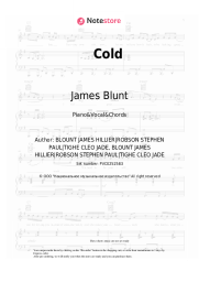 Sheet music, chords James Blunt - Cold