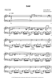 Sheet music, chords James Blunt - Cold