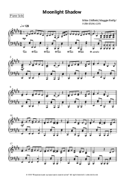 Sheet music, chords Mike Oldfield, Maggie Reilly - Moonlight Shadow