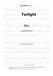 Sheet music, chords Bôa - Twilight