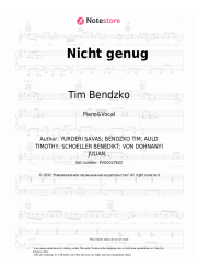 Sheet music, chords Tim Bendzko, Kool Savas - Nicht genug