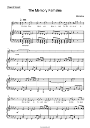 Sheet music, chords Metallica - The Memory Remains