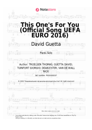 Sheet music, chords David Guetta, Zara Larsson - This One's For You (Official Song UEFA EURO 2016)