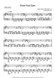 Sheet music, chords Felix Jaehn, VIZE, Miss Li - Close Your Eyes