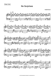 Sheet music, chords Radiohead - No Surprises