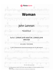 Sheet music, chords John Lennon - Woman