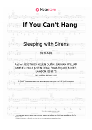 Sheet music, chords Sleeping with Sirens - If You Can't Hang