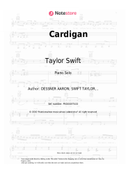 Sheet music, chords Taylor Swift - Cardigan