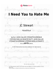 Sheet music, chords JC Stewart - I Need You to Hate Me
