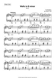 Sheet music, chords Franz Schubert - Waltz in B Minor , op.18a, No.5