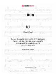 Sheet music, chords Joji - Run