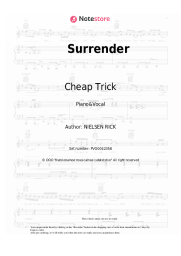 Sheet music, chords Cheap Trick - Surrender