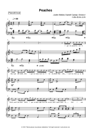 Sheet music, chords Justin Bieber, Daniel Caesar, Giveon - Peaches