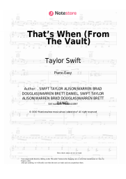 Sheet music, chords Taylor Swift, Keith Urban - That’s When (From The Vault)