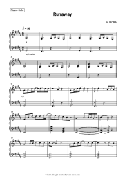 Sheet music, chords AURORA - Runaway