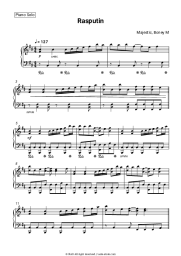 Sheet music, chords Majestic, Boney M - Rasputin