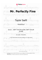 Sheet music, chords Taylor Swift - Mr. Perfectly Fine