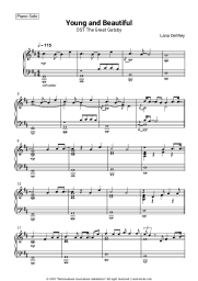 Sheet music, chords Lana Del Rey - Young and Beautiful (OST The Great Gatsby)